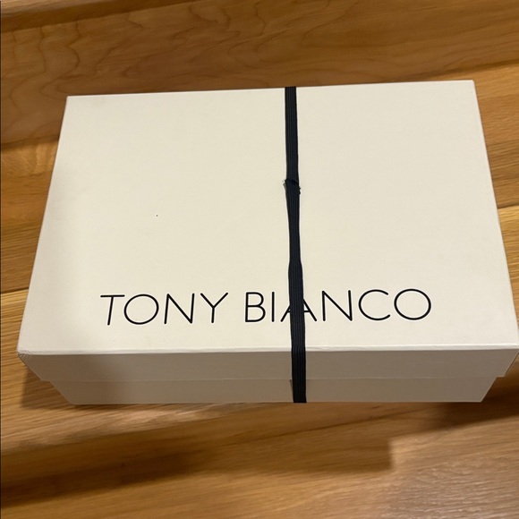 Tony Bianco Size 8 Black Elsie Heel Satin Stiletto Ankle Strap Crystal Bow NEW - Picture 5 of 6